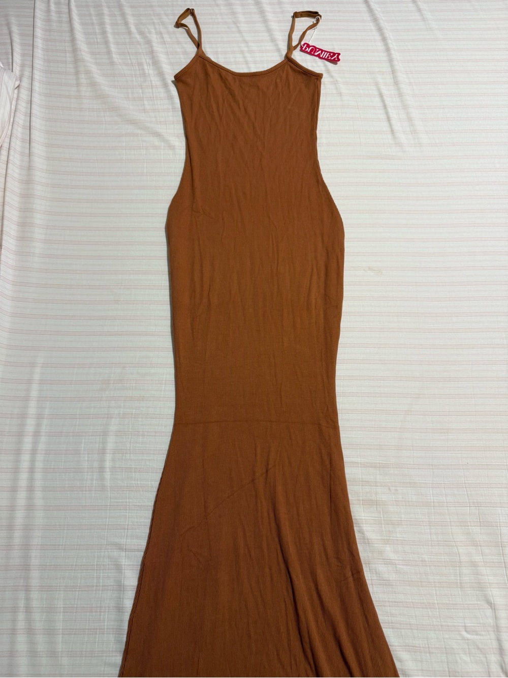 Women's Brown Spaghetti Strap Maxi Dress